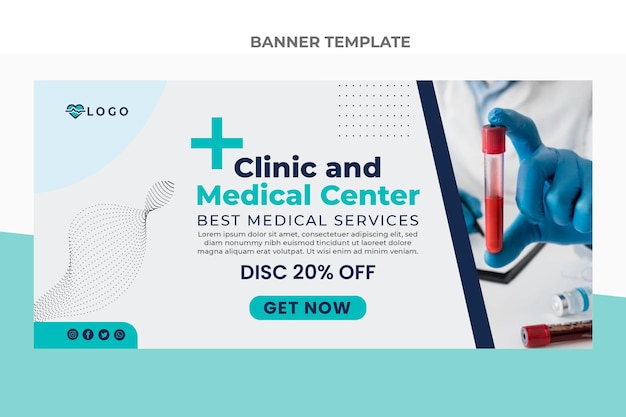 Vettore gratuito banner di vendita del centro medico di design piatto