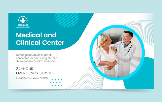 Flat design medical clinic facebook template