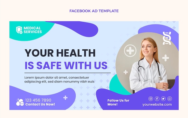 Annuncio facebook medico design piatto