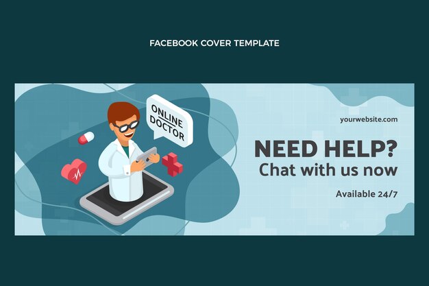 Flat design medical facebook cover template