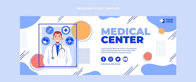 Медицинская обложка facebook в плоском дизайне