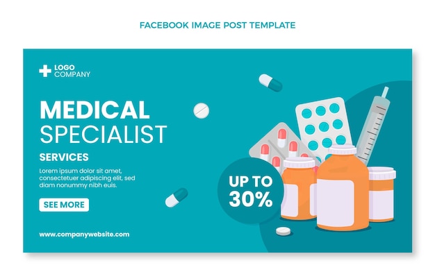 Vettore gratuito post di facebook medico dal design piatto