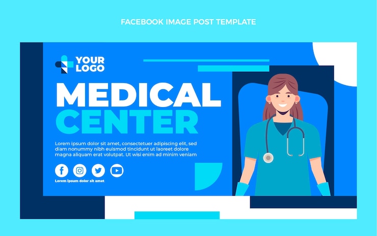 無料Vector フラットデザイン医療facebook投稿