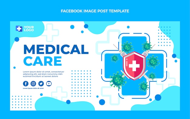 Бесплатное векторное изображение Плоский дизайн медицинского поста в facebook