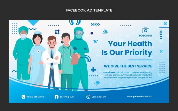 Modello di facebook medico di design piatto