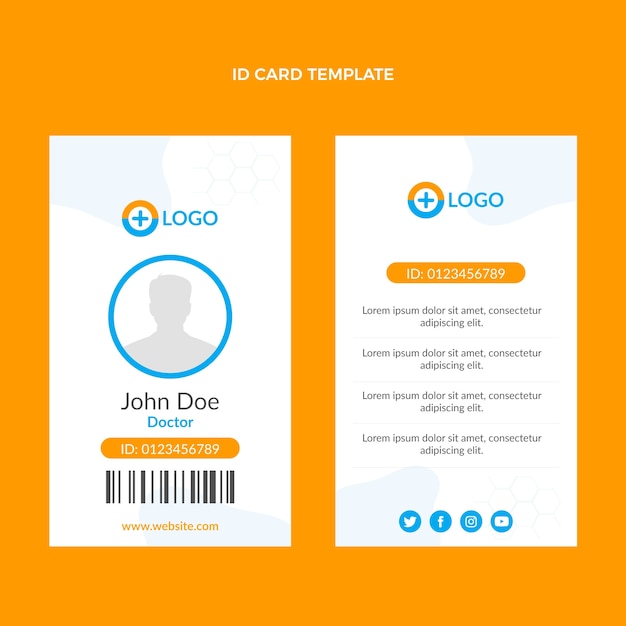 Flat design medical id card template