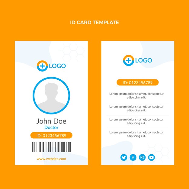 フラットデザイン医療IDカードテンプレート