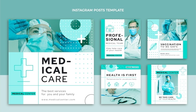 Vettore gratuito post di instagram medico design piatto