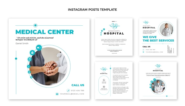 Vettore gratuito post di instagram medico design piatto