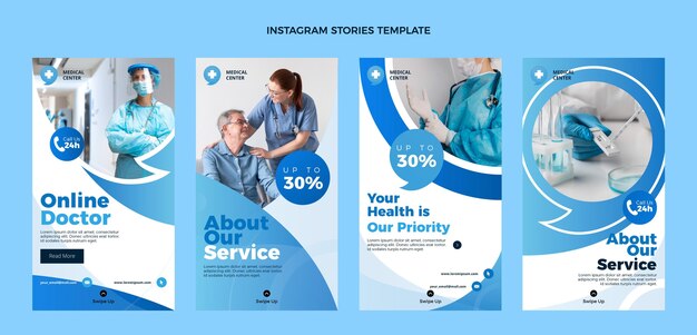 Flat design of medical instagram stories
