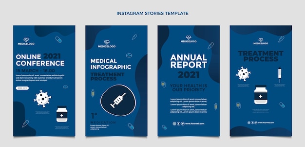 Flat design medical instagram stories