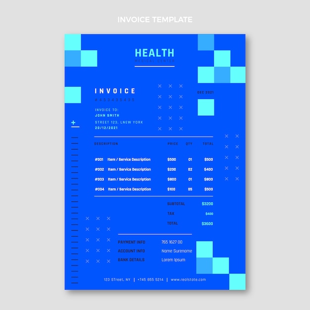 Free vector flat design medical invoice template