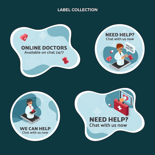 Free vector flat design medical label set