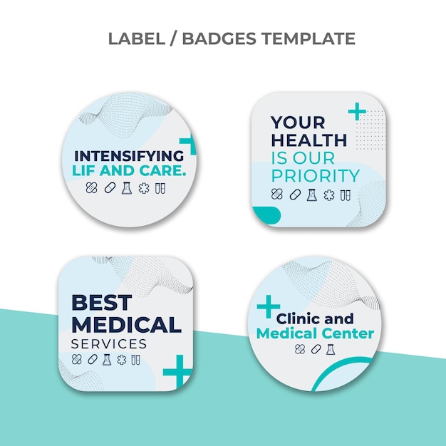 Flat design medical labels