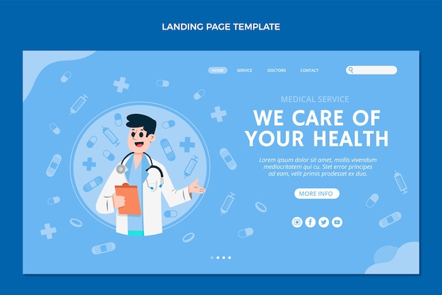 Flat design medical landing page template