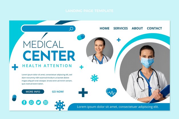 Flat design medical landing page