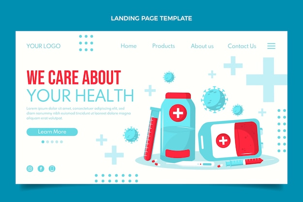 Бесплатное векторное изображение Медицинская целевая страница в плоском дизайне