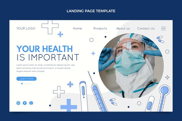 Flat design medical landing page
