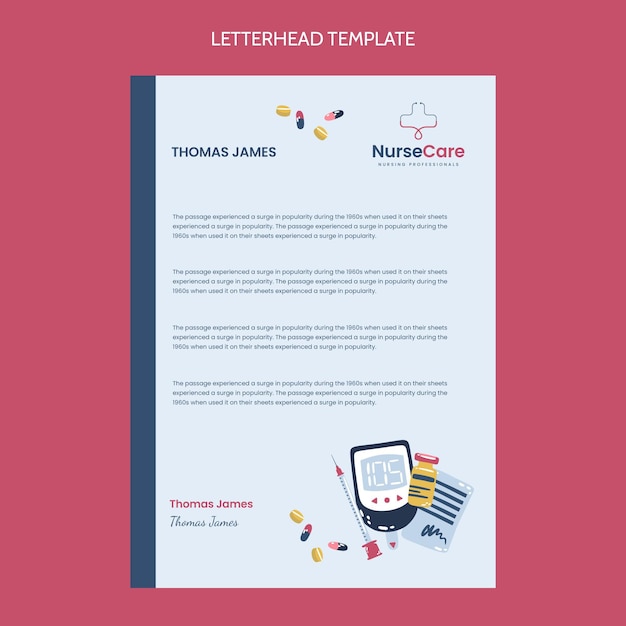 Flat design medical letterhead template