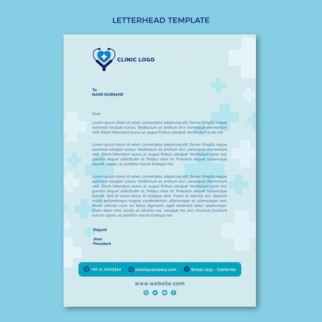 Flat design medical letterhead template