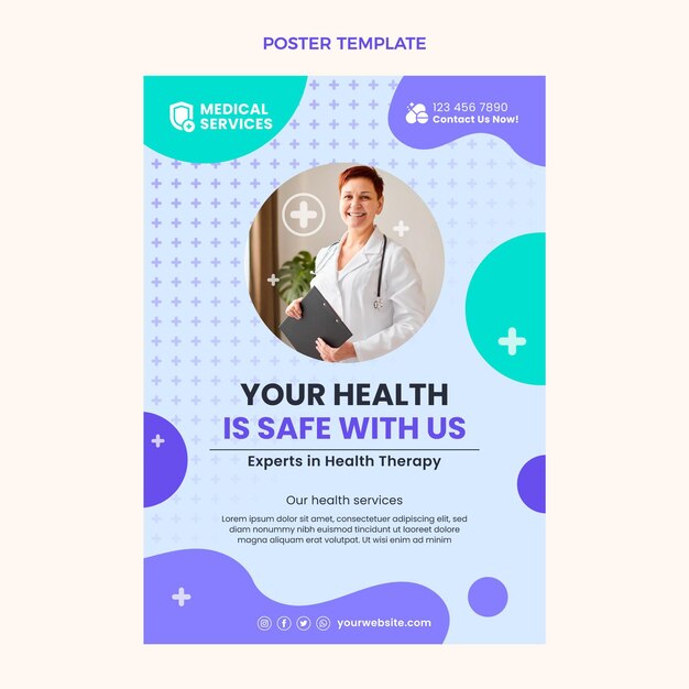 Flat design medical poster design