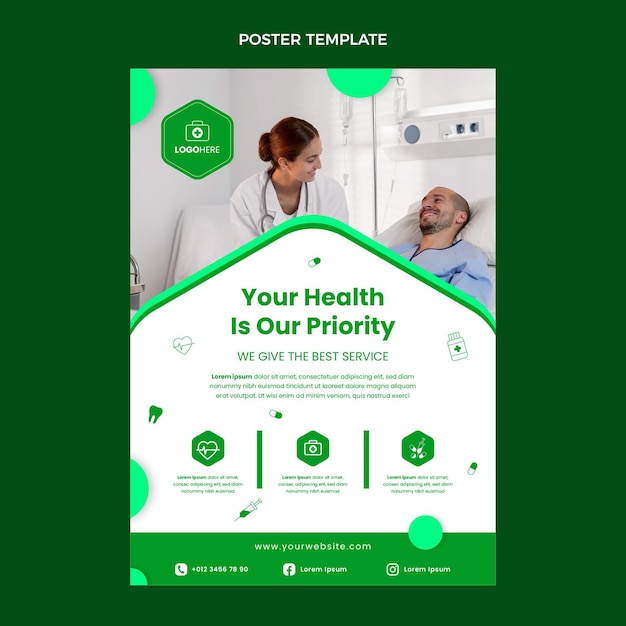 Flat design medical poster template