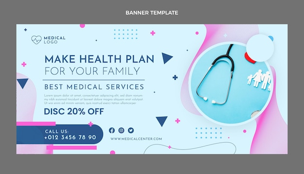 Free vector flat design medical sale banner with discount