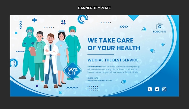 Flat design medical sale banner