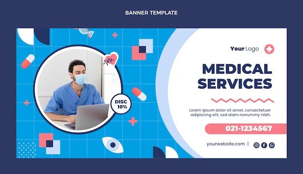 Vettore gratuito banner di vendita medica design piatto