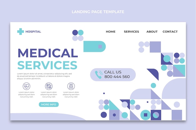 無料ベクター フラットデザインの医療サービスのランディングページ