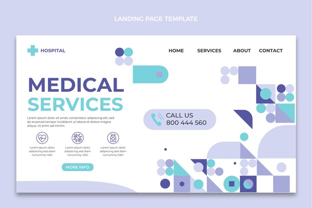 Целевая страница медицинских услуг в плоском дизайне