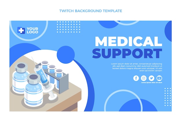 Flat design medical support twitch background