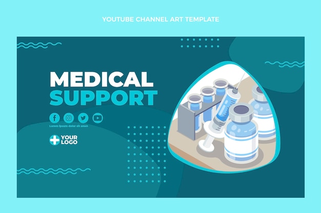 Free vector flat design medical support youtube thumbnail