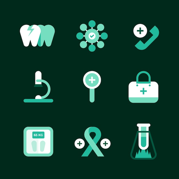 Simboli medici design piatto