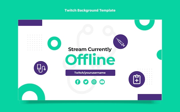 Free vector flat design of medical twitch background