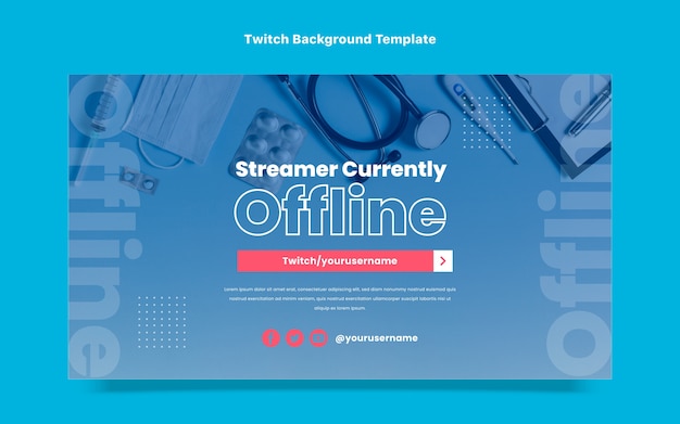 Flat design medical twitch background