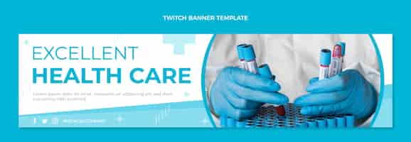 Free vector flat design medical twitch banner