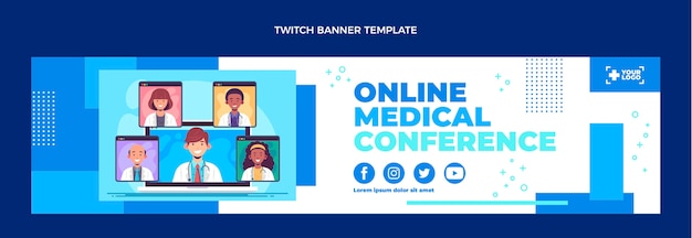 Free vector flat design medical twitch banner