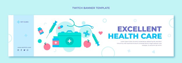 Flat design medical twitch banner