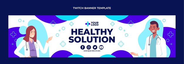 Flat design of medical twitch banner