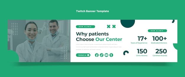 Free vector flat design medical twitch banner