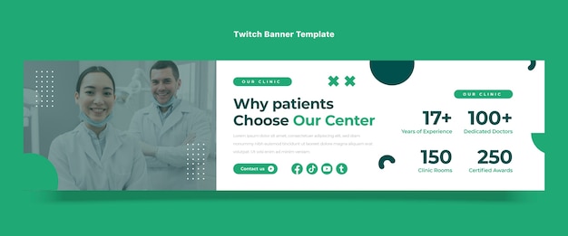 Flat design medical twitch banner