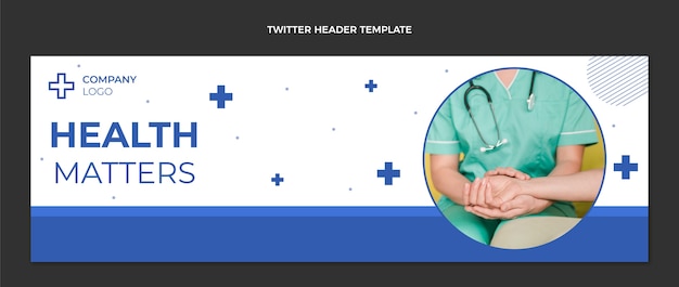 Flat design medical twitter header template