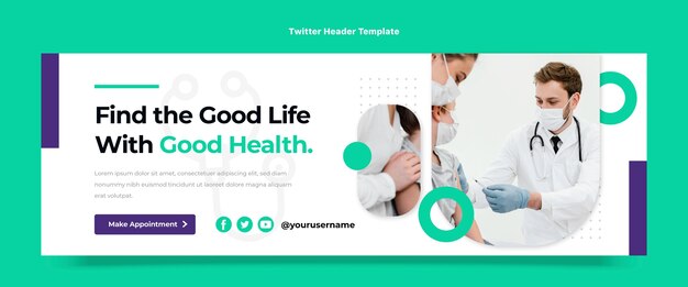 Flat design of medical twitter header