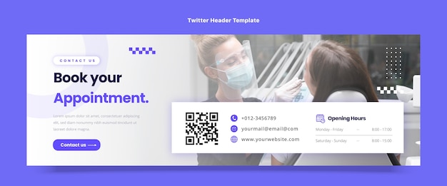 Vettore gratuito intestazione twitter medica dal design piatto