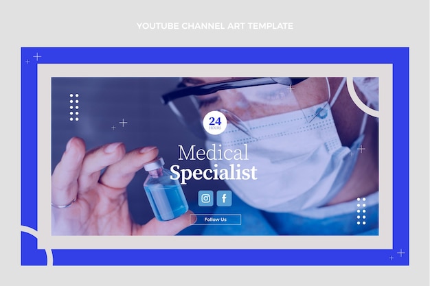 Vettore gratuito arte del canale youtube medico dal design piatto