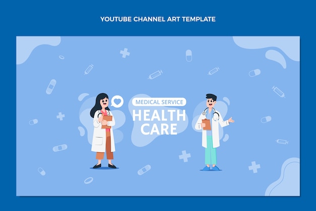 Free vector flat design medical youtube channel art