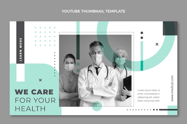 Free vector flat design medical youtube thumbnail template