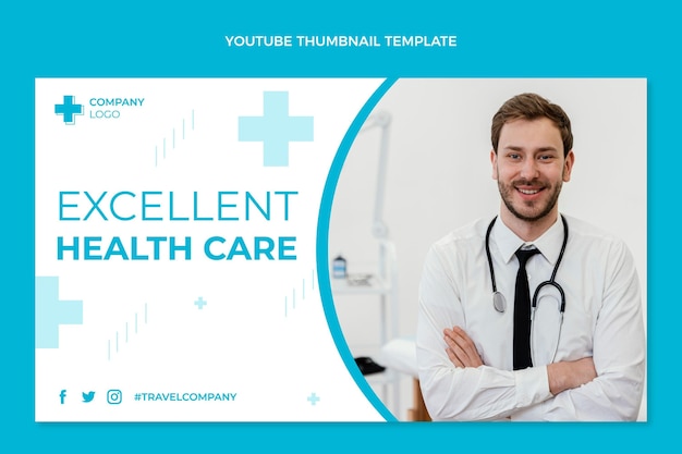 Free vector flat design medical youtube thumbnail