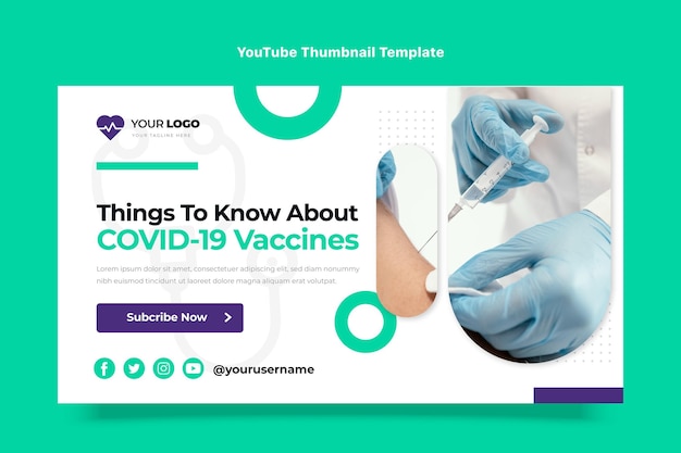 Free vector flat design of medical youtube thumbnail